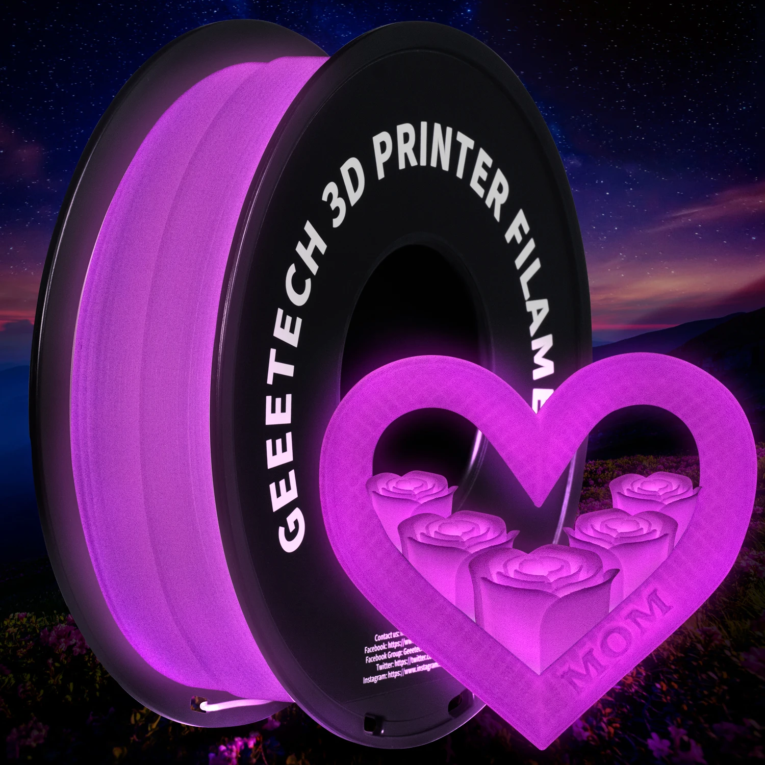 GEEETECH Luminous PLA Filament for 3D Printer 1.75mm 1kg Glow in the Dark Plastic PLA 3D Printing Materials Wholesale