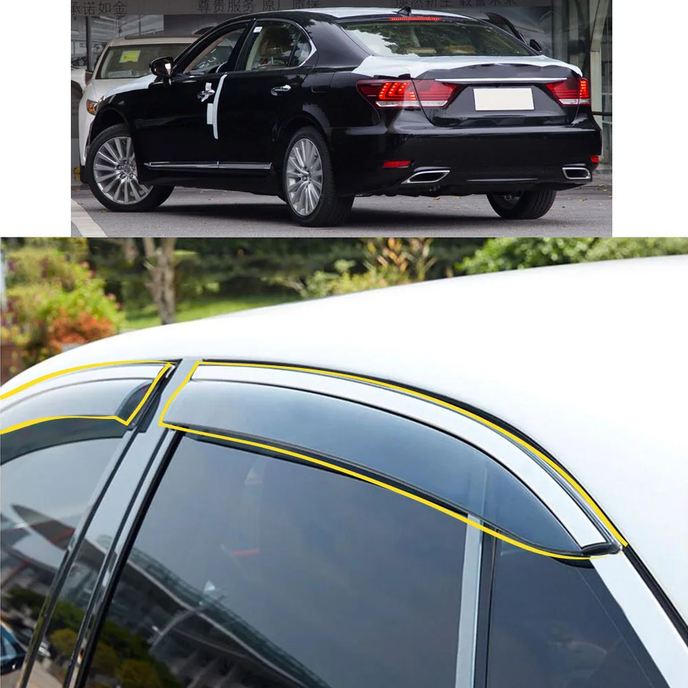 Car Sticker Plastic Window Glass Wind Visor Rain/Sun Guard Vent For LEXUS LS LS350 LS460 LS460L 2013 2014 2015 2016 2017