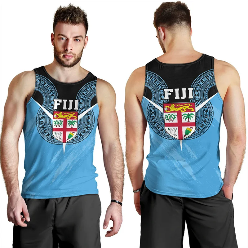 Harajuku Summer 3D Flying Fijians Printing Tank Top Fiji Emblem Fijian Pride Graphic Gym Tank Top Men Cool Fashion Vest Clothing