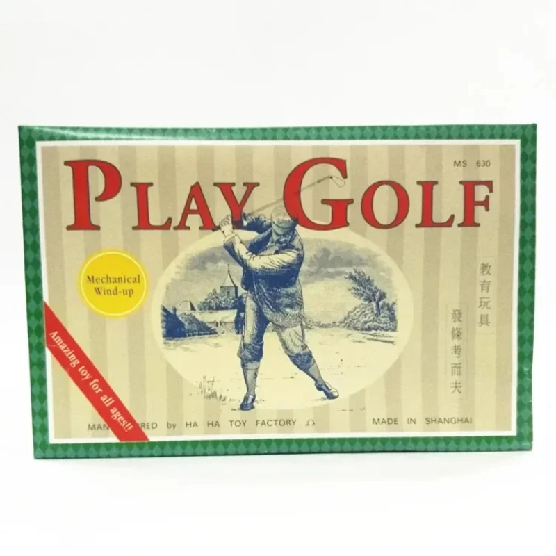 Giocare a pallina da golf Collezione di giocattoli a carica divertente Giocattolo meccanico in metallo retrò con figure a orologeria sportiva Modello regalo per bambini
