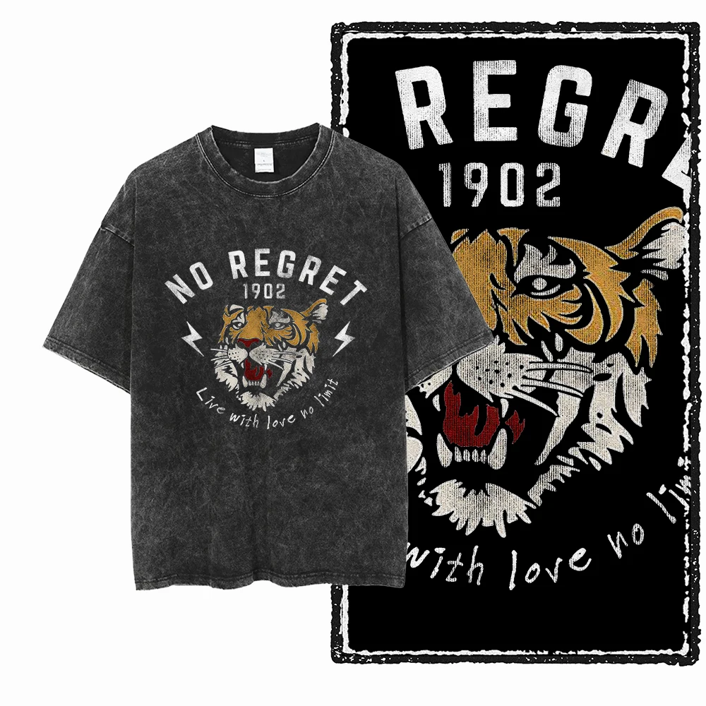 DI TIGER Printed Cotton Acid Washed Exclusive Graphic Unisex T Shirt Cool Vintage Streetwear Men Tshirts Big Size Tee for men image 4