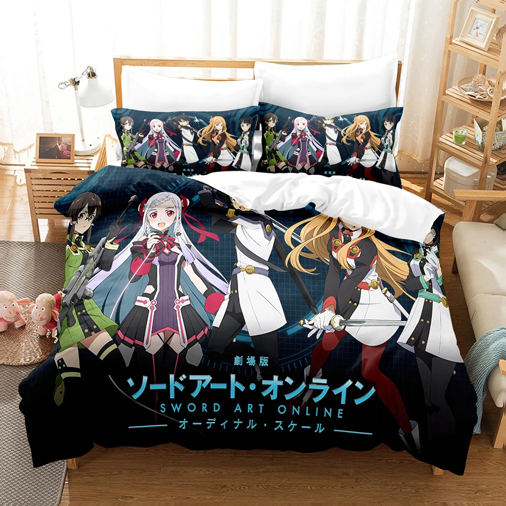 Japan Cartoon Bed Linen Anime Sword Art Online Bedding Sets Polyester 3D Gift for Kids Twin Single Queen King Size Duvet Covers