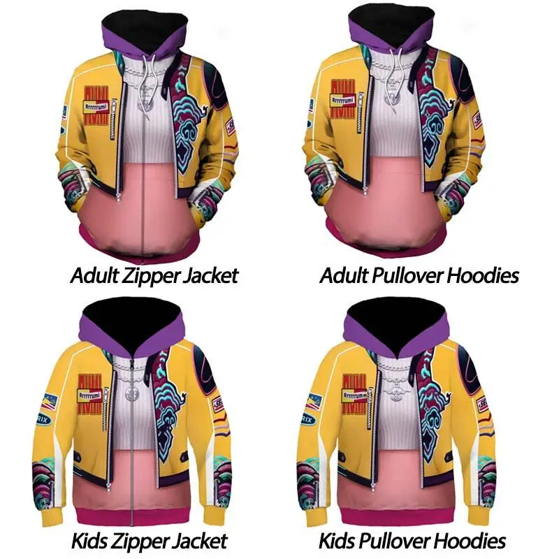 

Demon Hunters Rumi Costumes 3D Print Pullover Hoodies for Women Girls Cosplay Zipper Jacket Coat Halloween Party Outfits