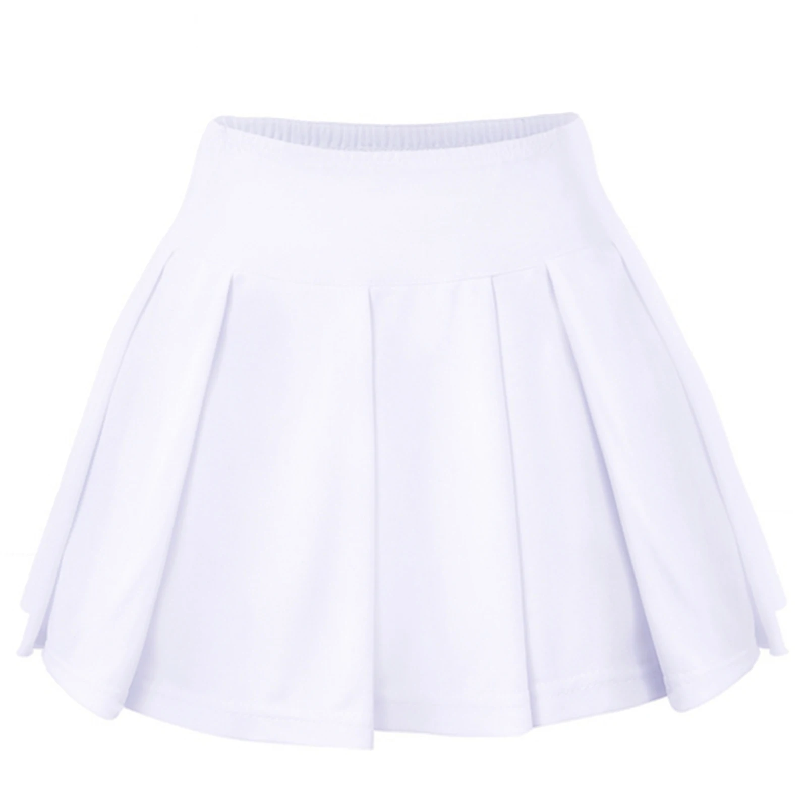 Kids Girls Pleated Skorts Skirt Solid Color Elastic Waistband Athletic Tennis Skirts For Golf Badminton Ping Pong Casual Clothes