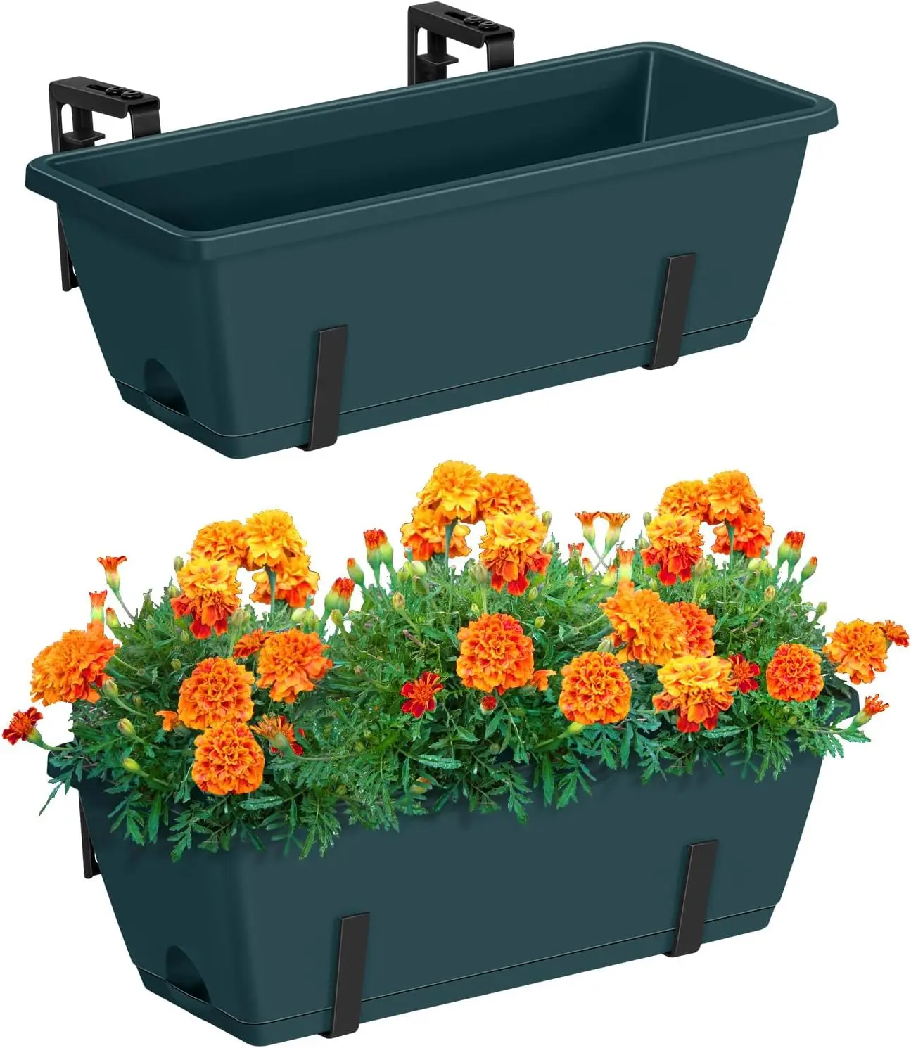 

Набор из 2-х прямоугольных кашпо для перил и окон, 17 дюймов, с регулируемыми кронштейнами, для террасы