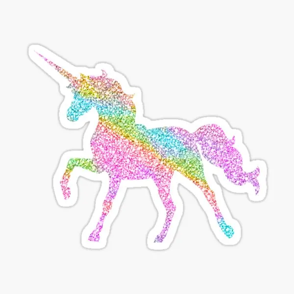 Sparkly Rainbow Unicorn  5PCS Stickers for Stickers Cartoon Kid Decor  Luggage Funny Water Bottles Wall Window Home Laptop