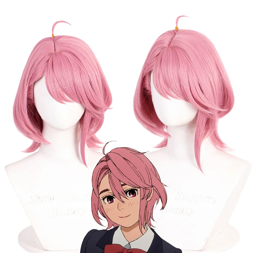 Anime Dandadan Aira Shiratori Cosplay Wig Women Pink Short Hair Heat Resistant Synthetic Wigs Cap Halloween Carnival Prop