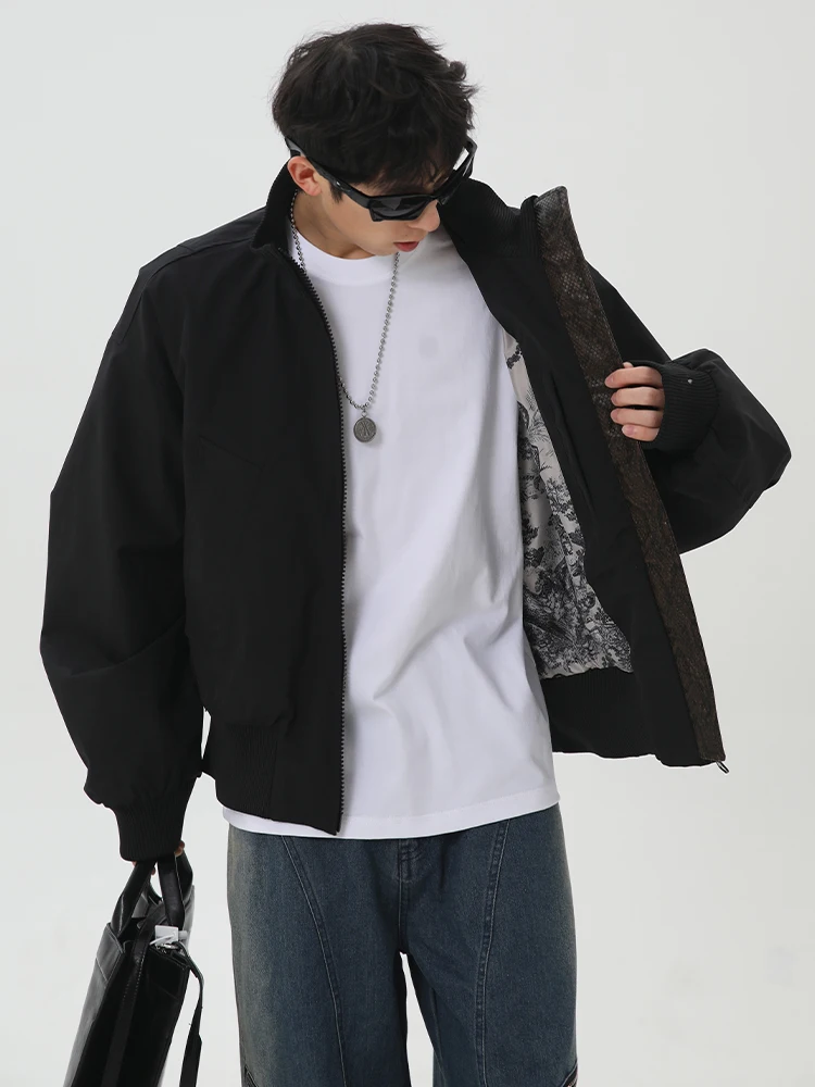 

Змеиный год, ограниченная серия, бомбер с рисунком змеиной кожи, мужская весенне-осенняя рабочая одежда, джинсы-пилот Jaet Sli, свободные джинсы