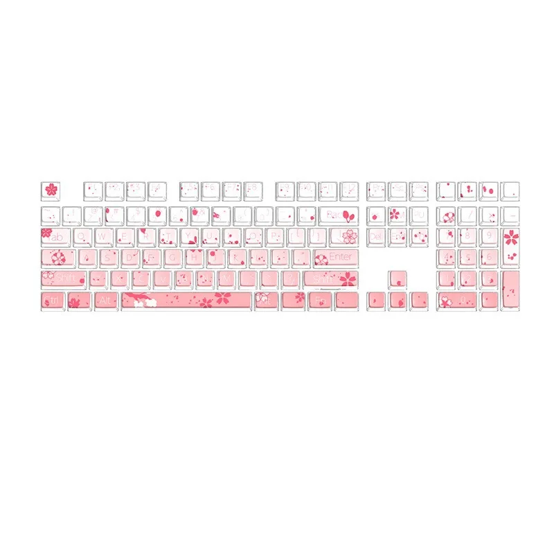 Imagem -06 - Teclado Mecânico Gradiente Keycap Rosa Transparente Cherry Blossom Pbt Sublimação Térmica Cristal Personalizado