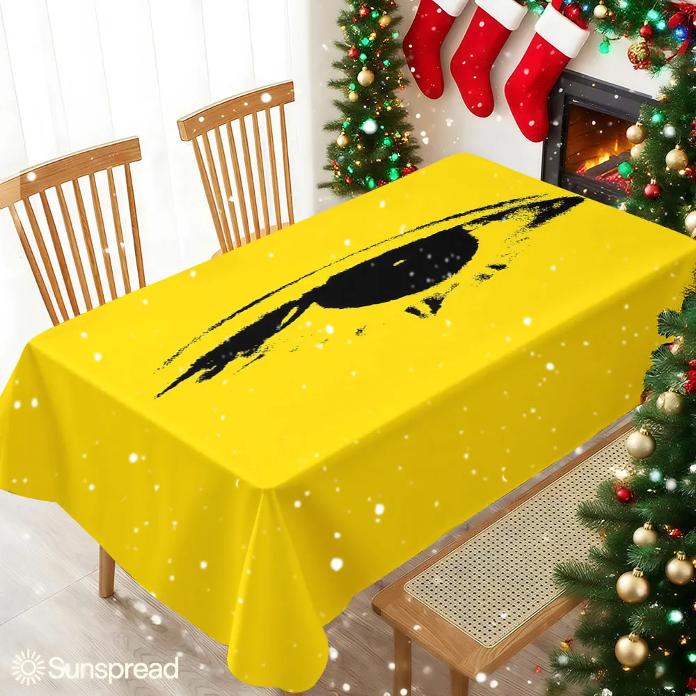 Bold Black Eye on Yellow Table Cloth Waterproof Tablecloth Spill Proof Table Cloth, Wipe Clean Table Cloth for Dining Camping