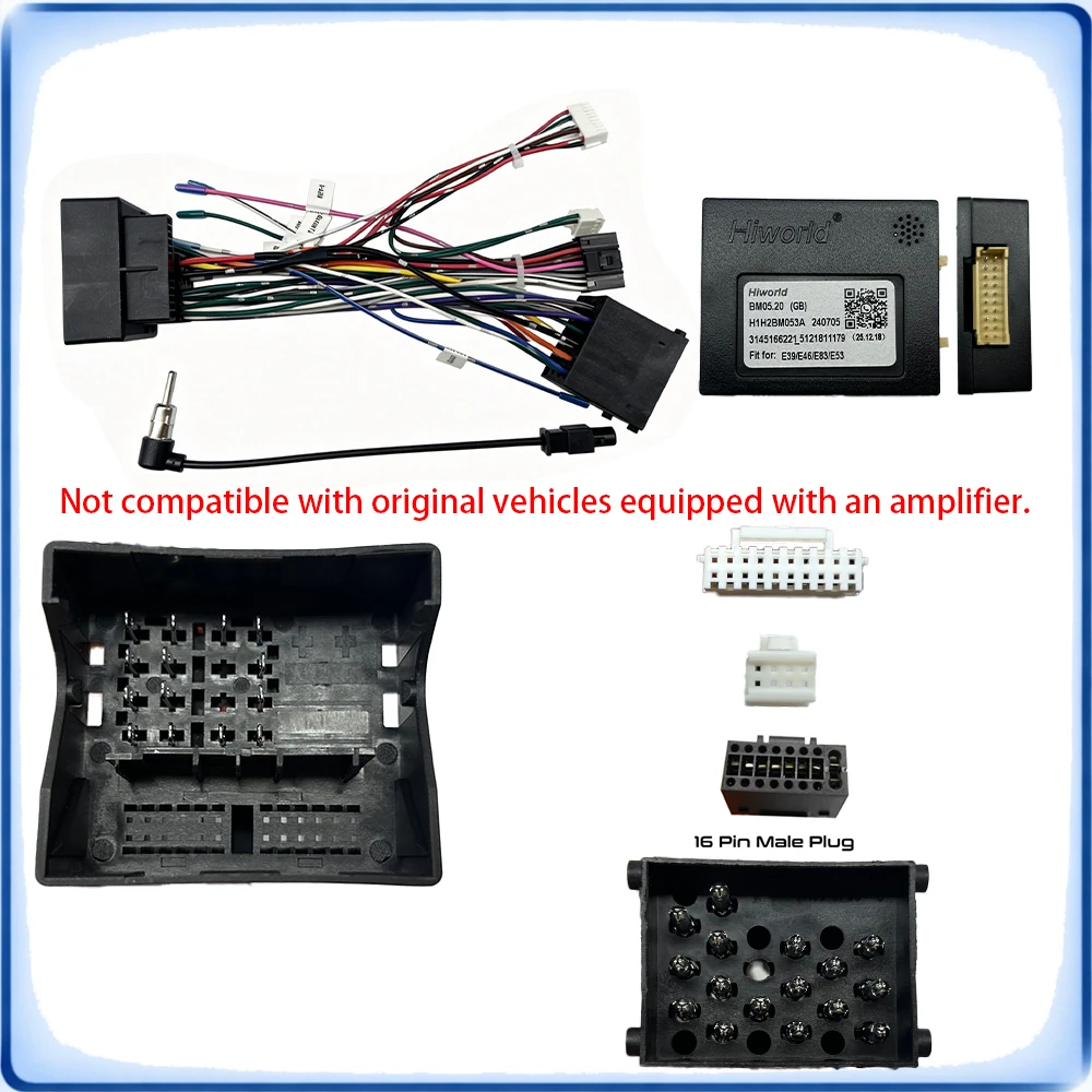Car Radio Wiring Harness QuadLock to 16 Pin with CANBUS Decoder Plug & Play for BMW E39 5 Series E46 3 Series Android Stereo
