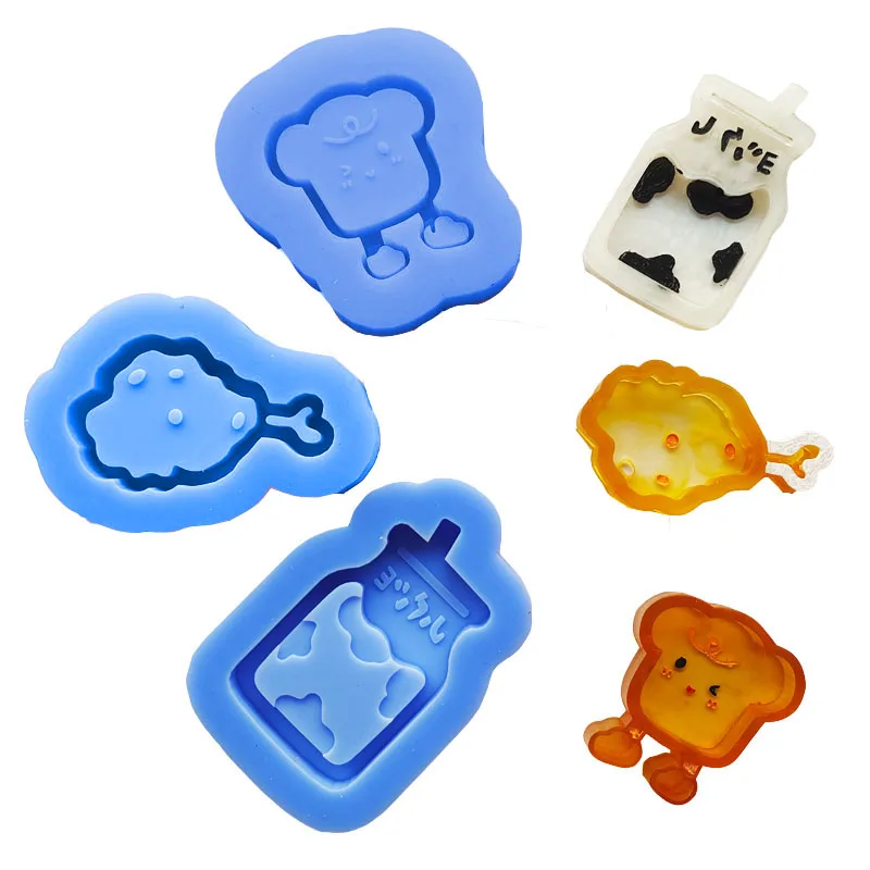 

DIY Epoxy Resin Mold Silicone Bread Milk Chichen Leg Shaker Mold Jewelry Molds Jewelry Accessories