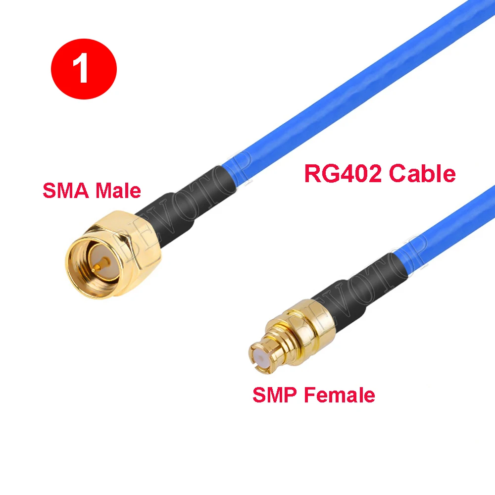 High Quality SMP Female Right Angle to SMA Male RG402 Coaxial Blue Cable Semi Flexible Rigid Low Loss Coaxial Cable RF 50ohms