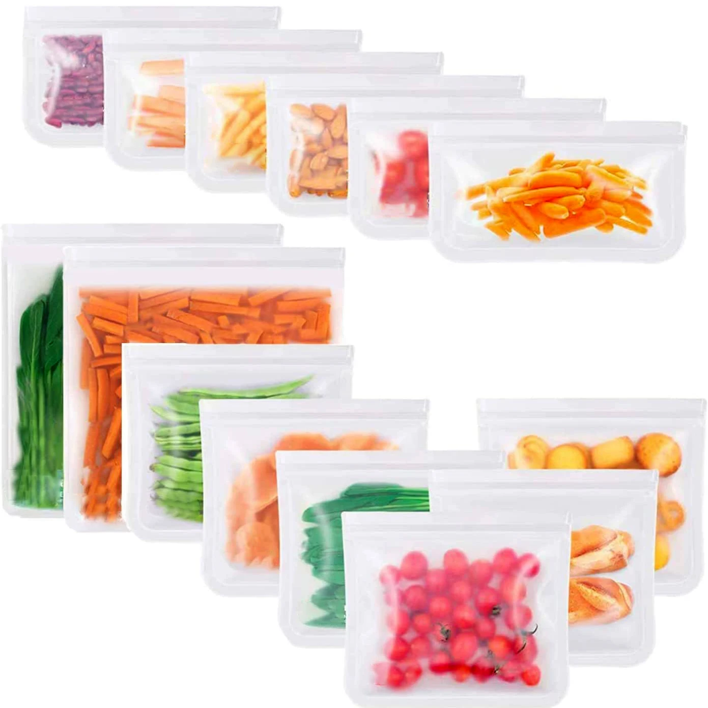 1/3/5pcs Reusable Food Storage Bag,Fresh Bags for Freezer Storage,Double Ziplock Seal Freezer Bags for Kitchen Organization