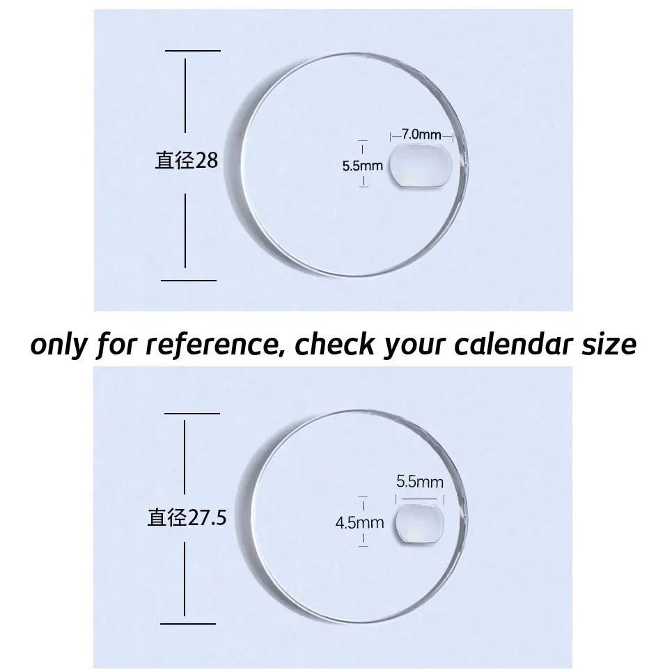 1PC Date Window Sapphire Mineral Glass for Watch Calendar Window Crystals Rectangle 7x5.5mm 5.8x4.5mm Round 4.0mm 4.5mm 5.5mm