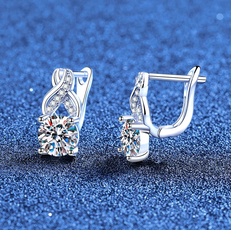 LioraGem Fashion 1-carat Moissanite Earrings, High-end Feel Crossed Infinity Love Tassel Earrings Platinum PT950 Stamp