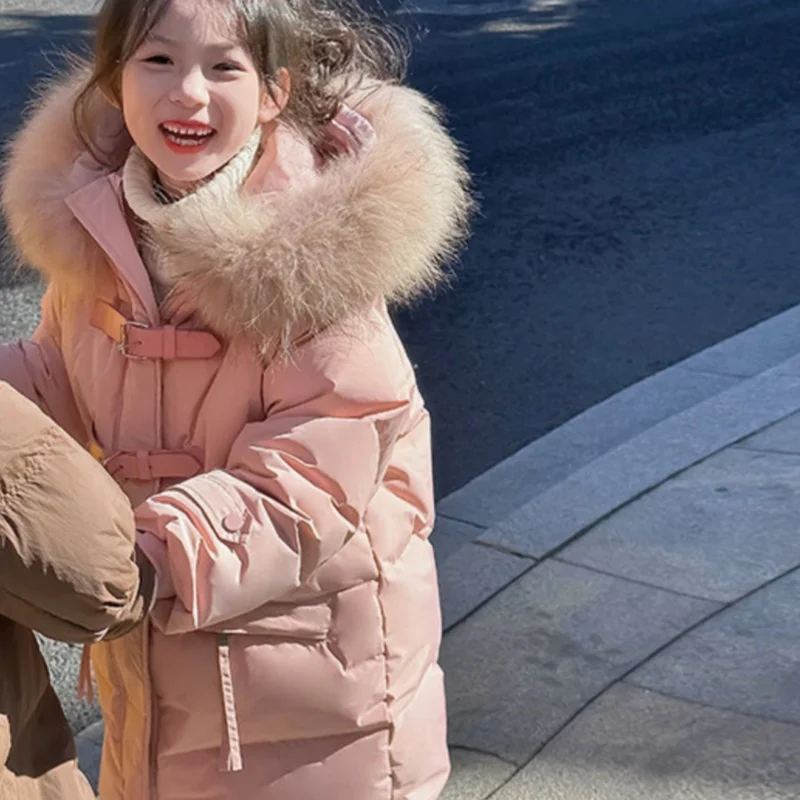 Girls Down Coat Overcoat Jacket Windbreak Outerwear 2024 Furs Thicken Winter Warm High Quality Christmas Gift Children's Clothin