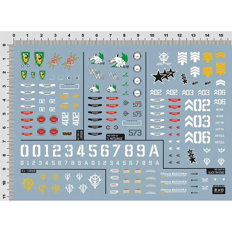 EVO Water Decals Model Slide Decals Tool For 1/100 MG ZAKU High Mobility Fluorescent Sticker Collection Models Toys Accessories