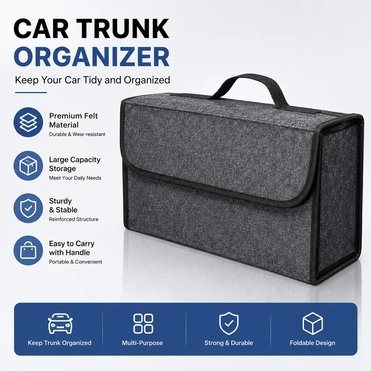 Car Trunk Organizer Foldable Storage Box - Car Storage Bag Car Trunk soft
