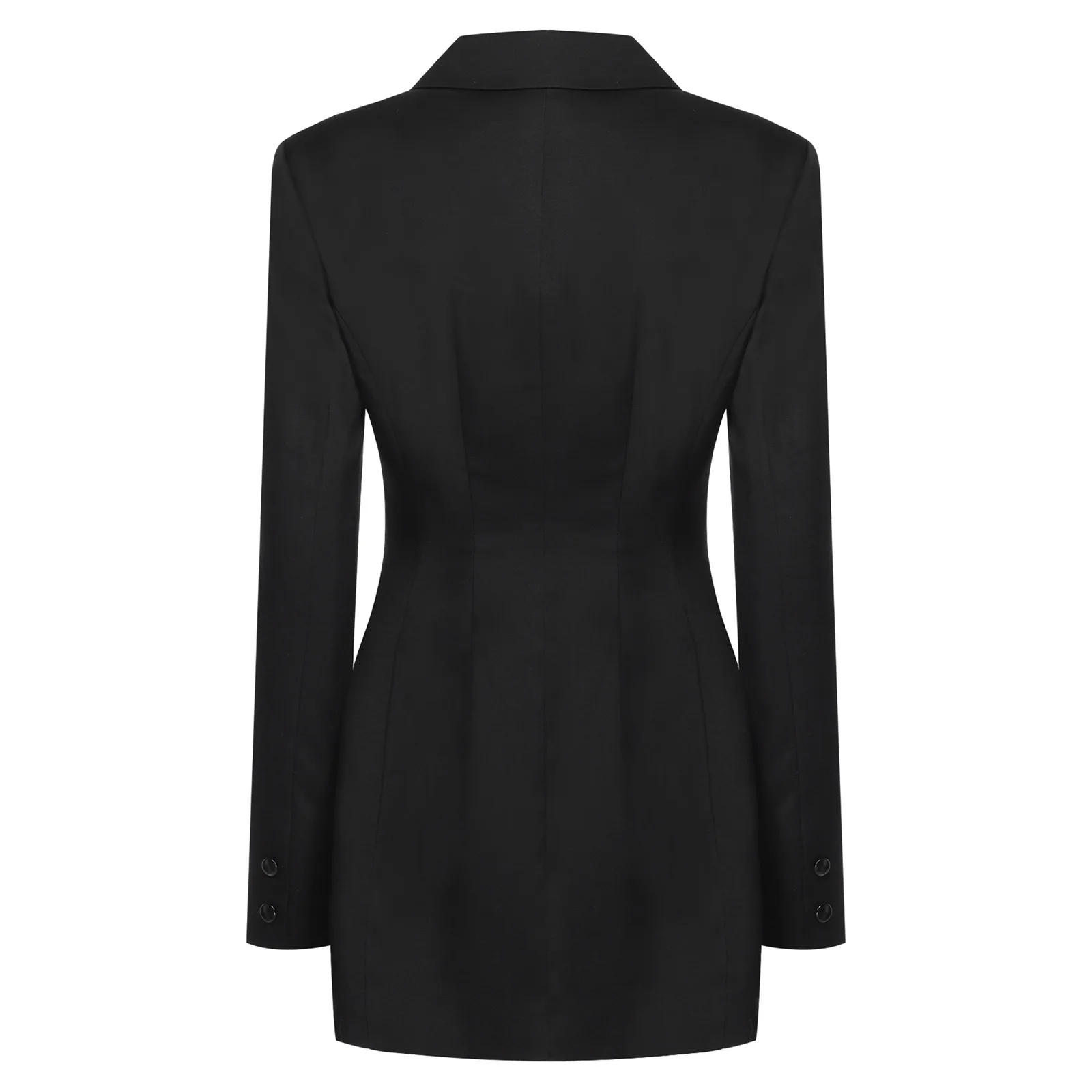 Elegancka damska sukienka-żakiet z długim rękawem, zapinana na guziki, z klapami, dopasowana mini sukienka, długie marynarki do pracy biurowej, formalne garnitury, sukienka.