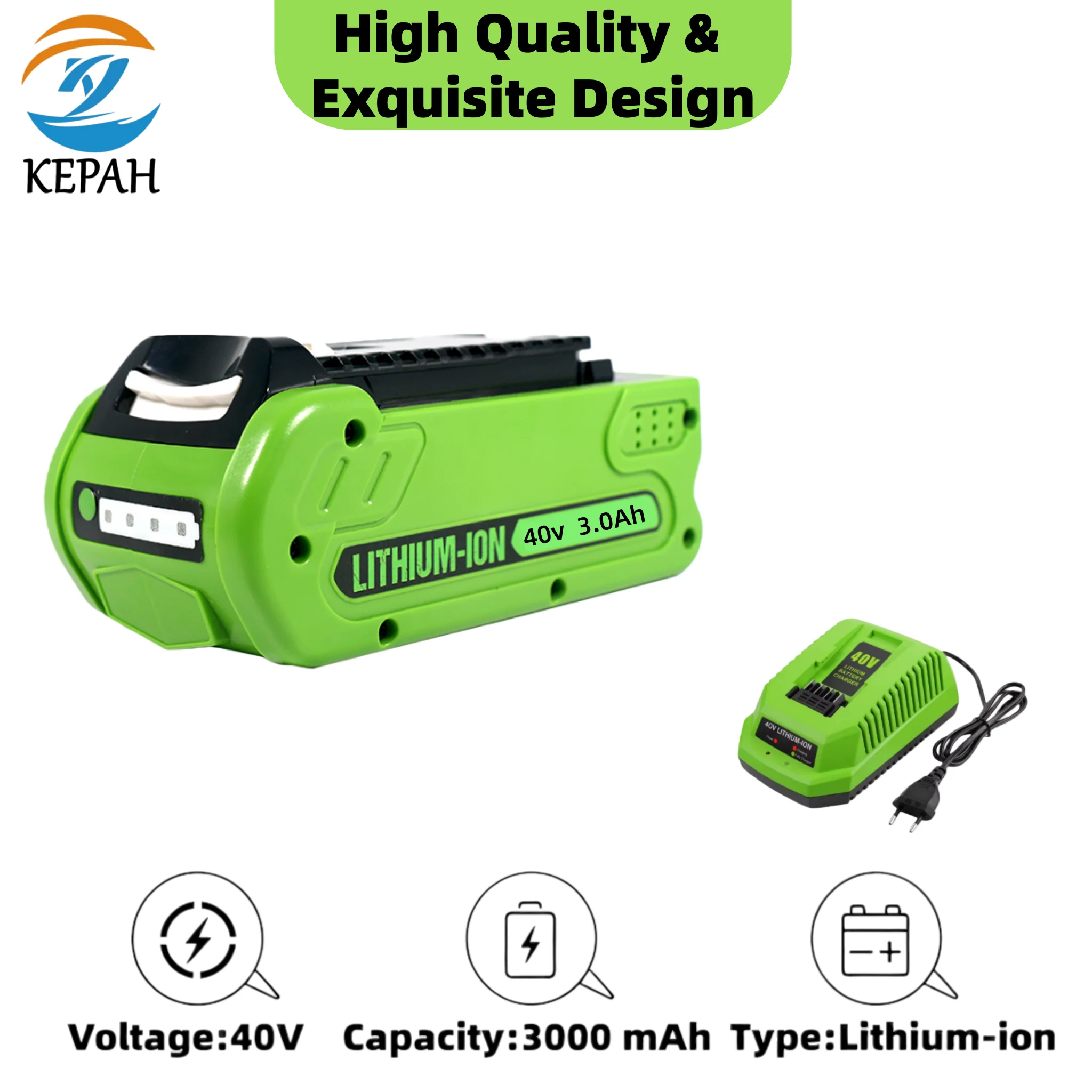 

✅The perfect replacement battery for Greenworks 40V lithium-ion battery-powered tools, with a capacity of 3000mAh
