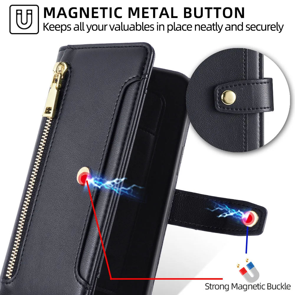 Luxury Lanyard Leather Cellphone Flip Phone Case for Samsung Galaxy A07 A06 A17 A16 A36 A56 S25 EDGE S24 FE S23 Ultra Back Cover