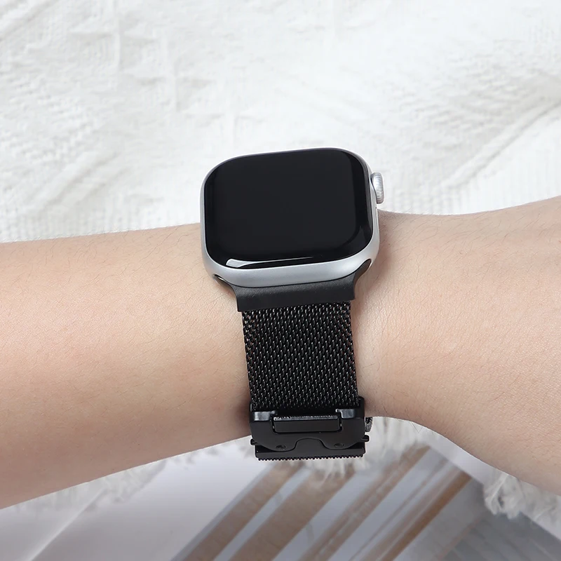 Milanese Loop Strap For Apple Watch Band Ultra 3 2 49mm 46 45 44 41 38 42 Stainless Steel Metal for iWatch Series 11 10 9 8 7 6 6