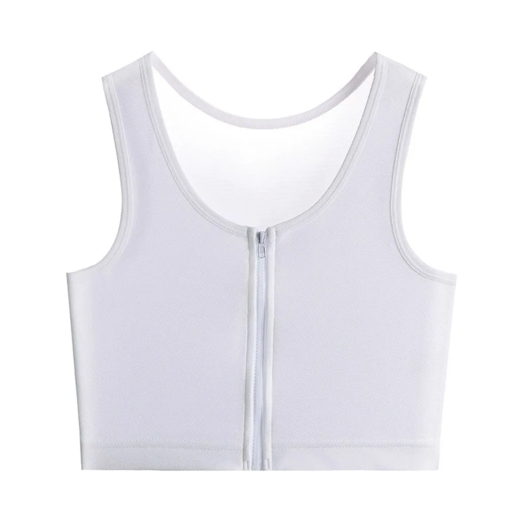 Soft Mesh Thin Seamless Shapewear Zipper Slim Fit Underwear for Women Crop Top Shockproof Flat Breast Binder Girl