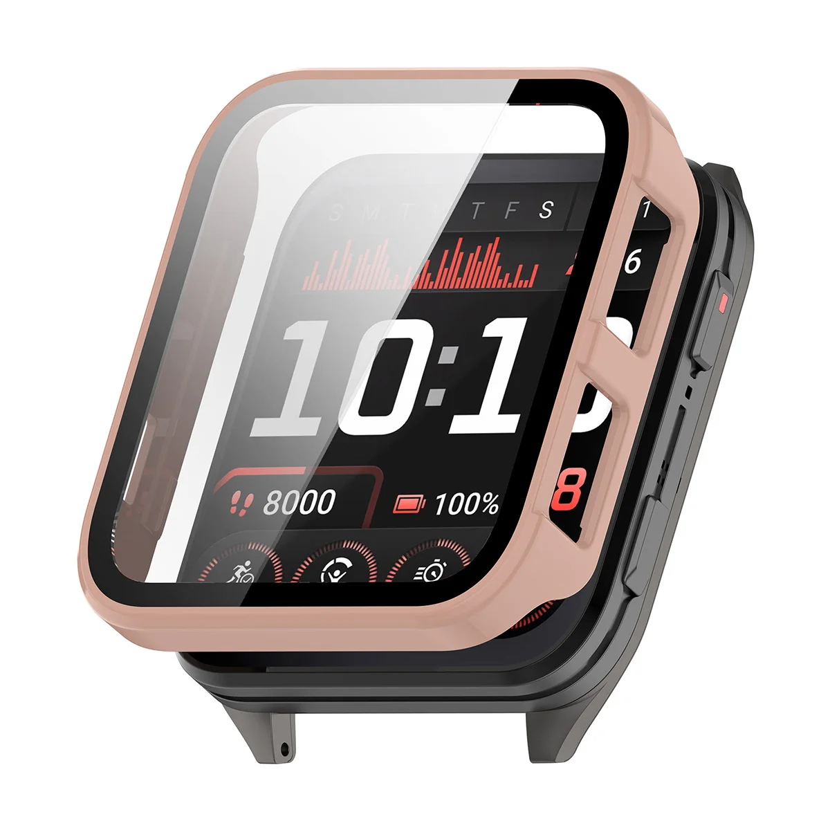 

For Garmin Venu X1 Watch Case ENKAY HAT PRINCE Rubberized Hard PC Cover with Tempered Glass - Pink