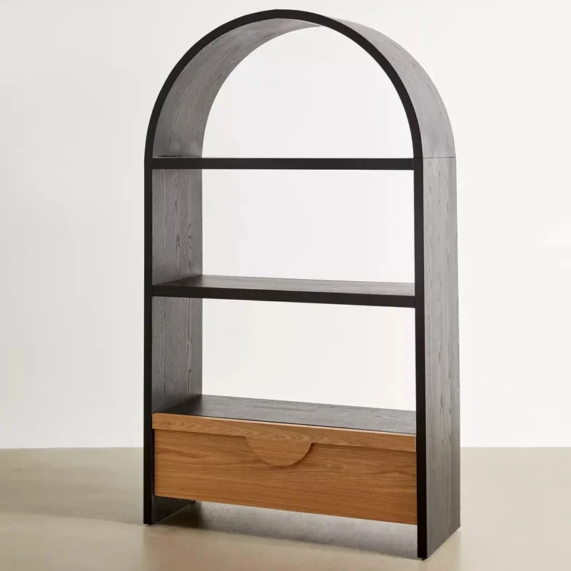 Custom French Arched Bookshelf American Retro Solid Wood Side Cabinet