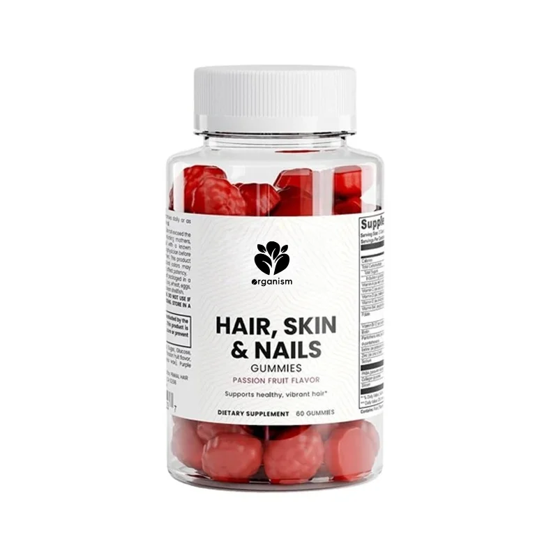 Hair, skin, and nail gummies containing biotin and collagen - vitamins A, C, D, E, and zinc