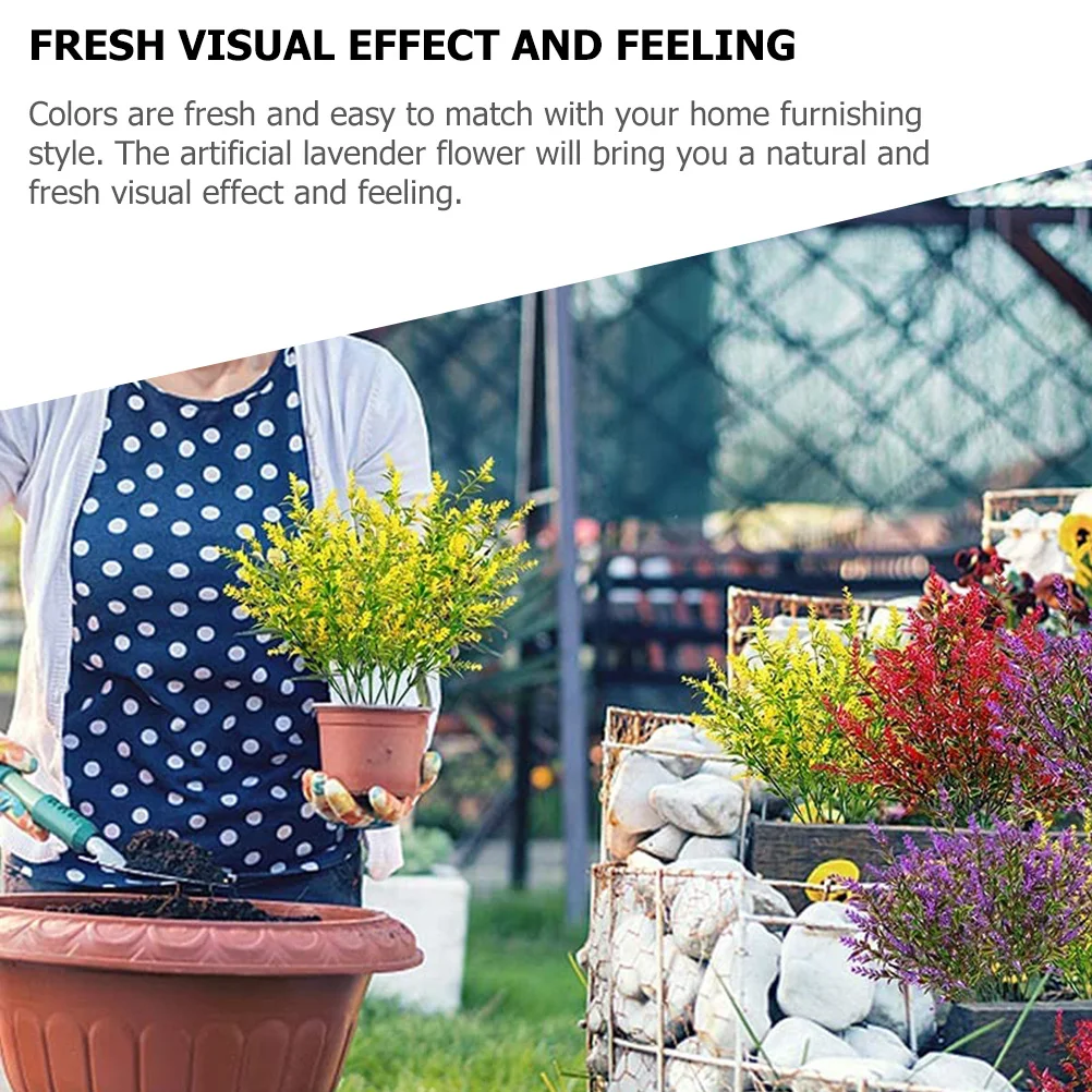 

8pcs Artificial Lavender Flowers Simulated Plastic Plants Realistic Home Decor Wedding Party Layout Diy Vase Arranging Material