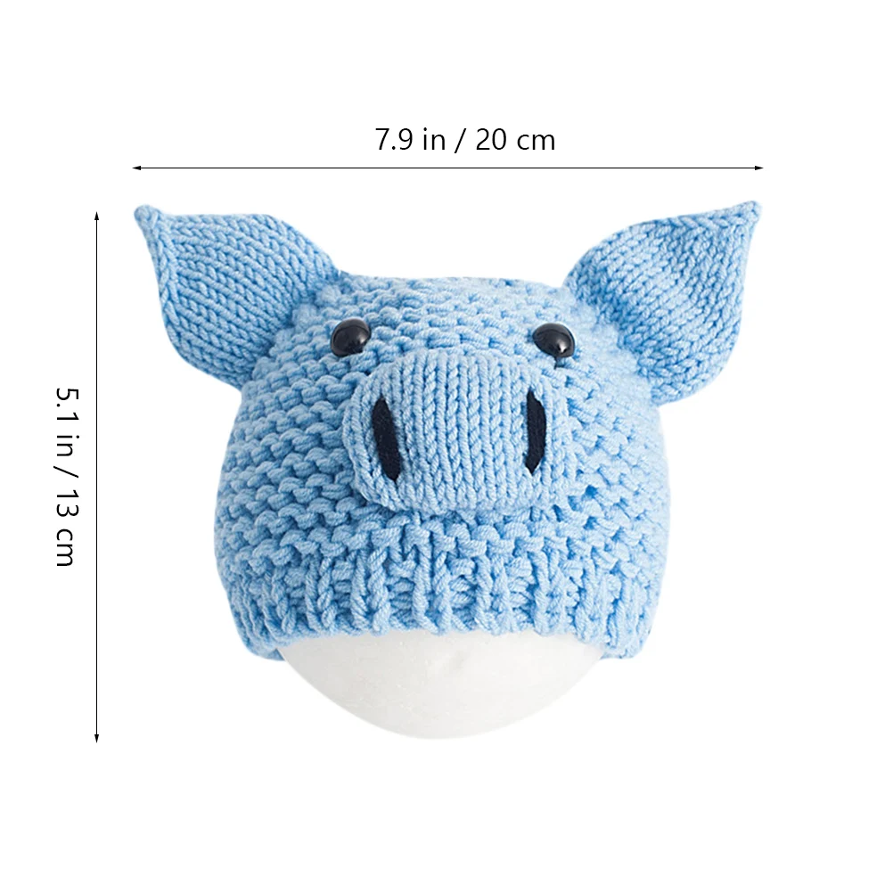 Schattige pasgeboren baby gebreide muts varken ontwerp haak fotografie prop baby beige comfortabel dagelijks gebruik cadeau voor baby
