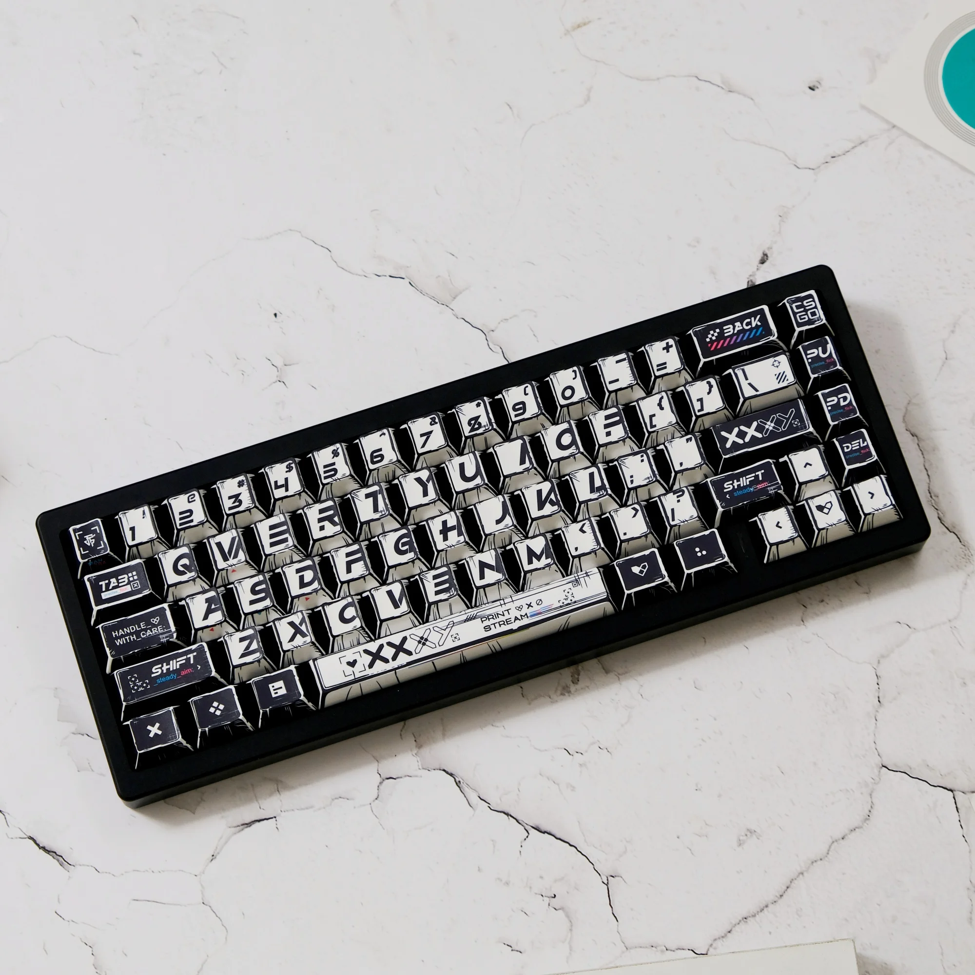 Cherry PBT Keycaps Comic Print Stream CS GO Dye Sub Keycap For Mechancial Keyboard Gaming Custom DIY Wooting Rainy75 Key Caps