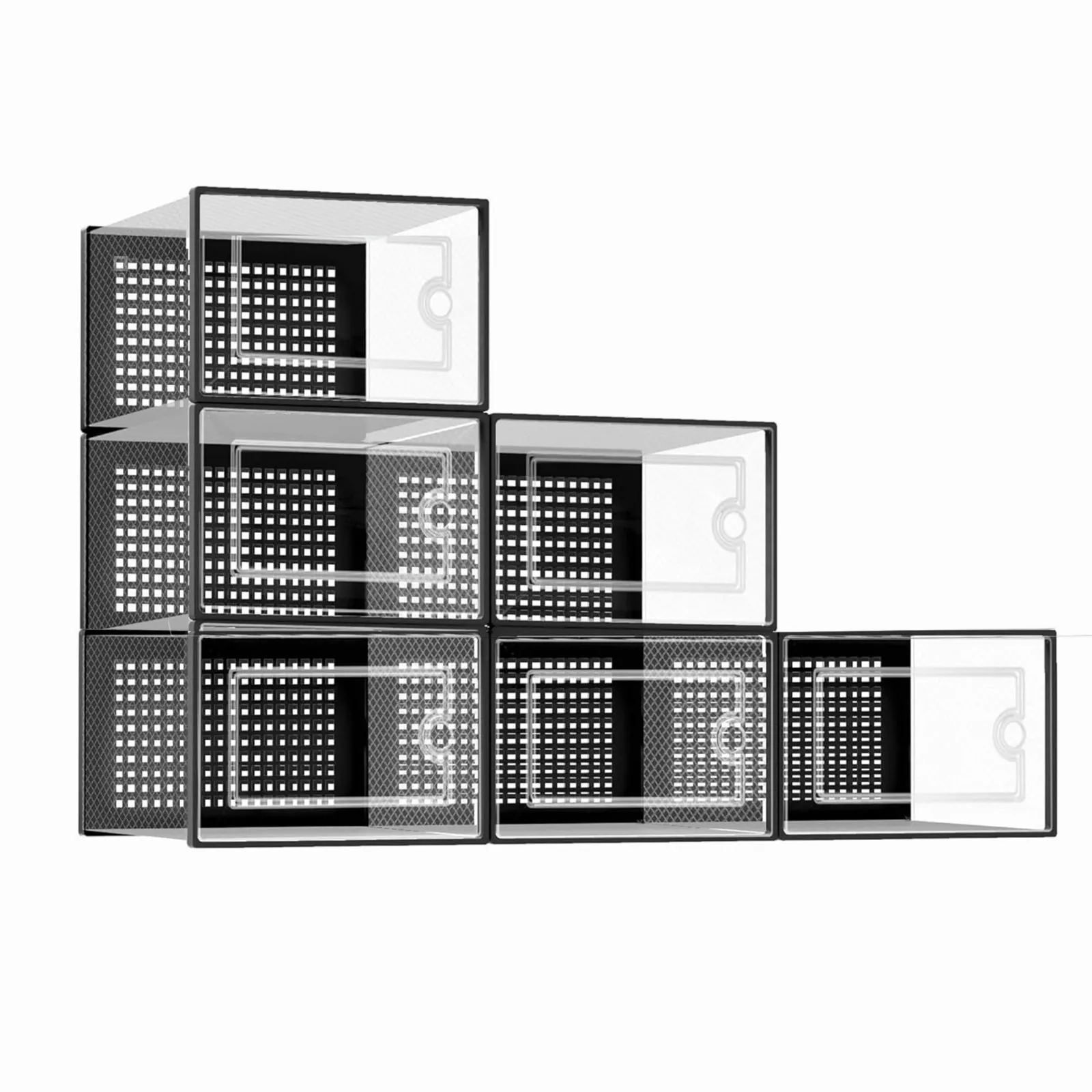 Large Shoe Storage Boxes Organizers Clear Plastic 6 Pack, Shoe Rack Holder US