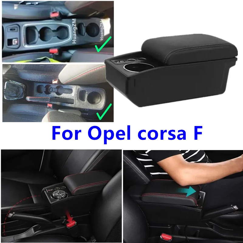 Auto-Armlehnenbox für Opel Corsa F Armlehnenbox für Opel Corsa 2019-2025 Aufbewahrungsbox Getränkehalter Spezielles Nachrüst-Autozubehör