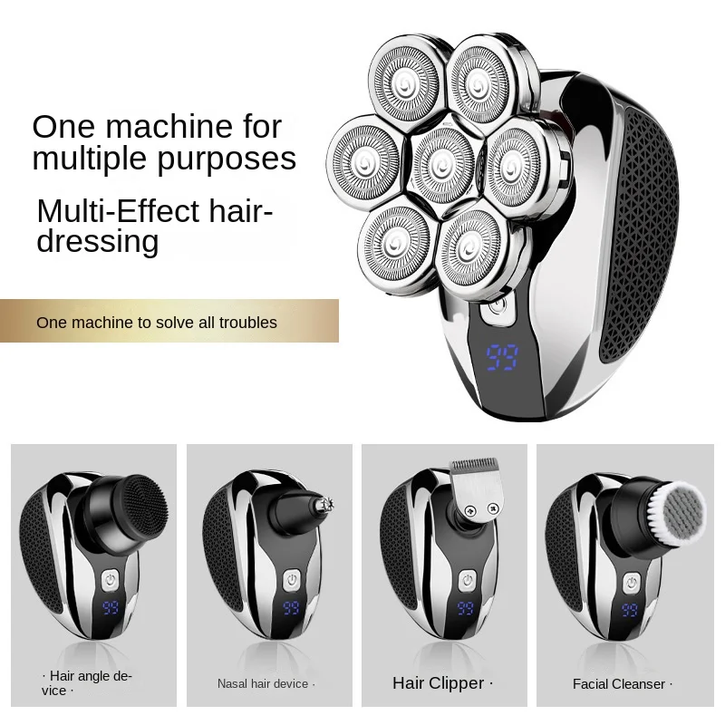Bestseller  Men's 7-blade Shaver 5-in-1 Multifunctional Electric Shaver Hairdressing and Balding Machine