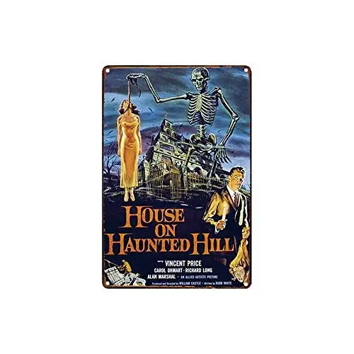 

House On Haunted Hill 8x12 Inch Wall Decor Retro Tin Sign