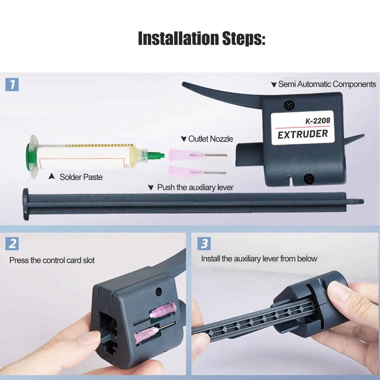 K2208 Portable Solder Paste Extruder with 1.3mm Nozzles - Ideal Soldering Flux Glue Dispenser