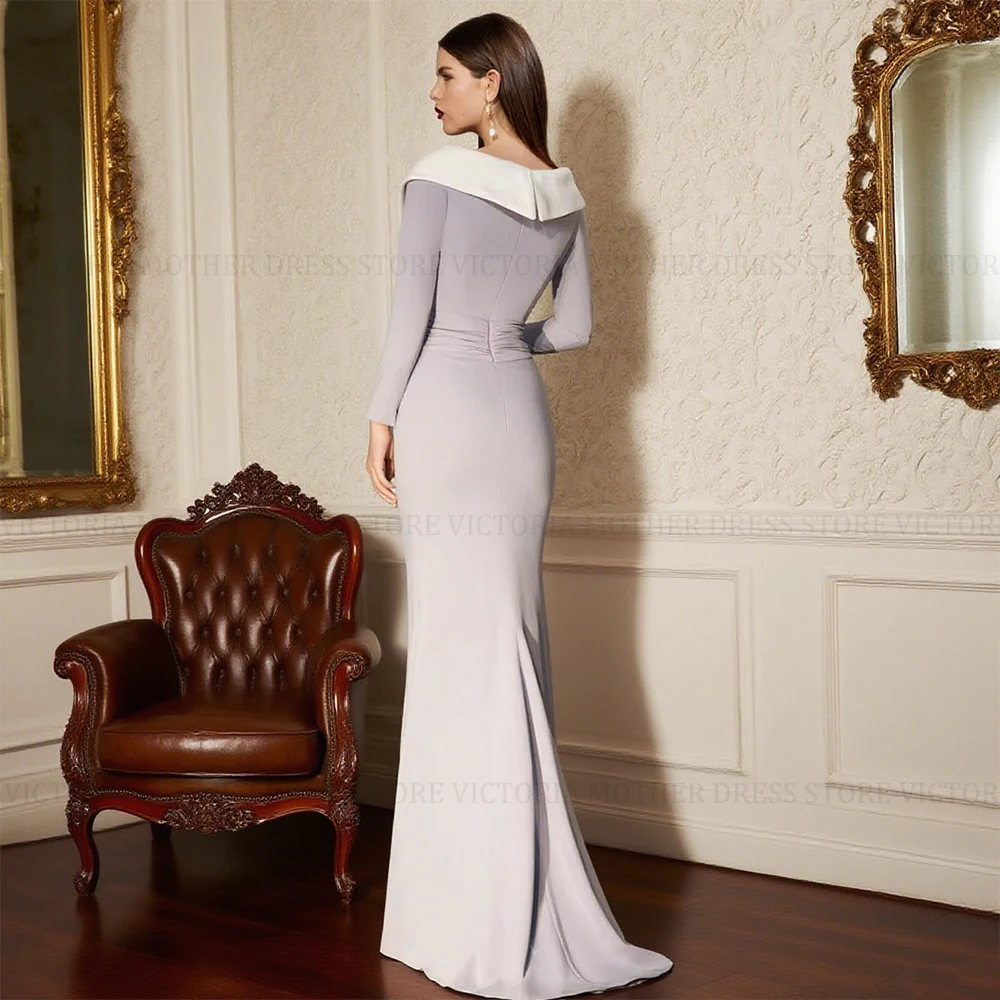 Customized Elegant Mermaid Mother of the Bride Dresses V Neck Long Sleeves Wedding Party Gowns Flowers Floor Length 2025