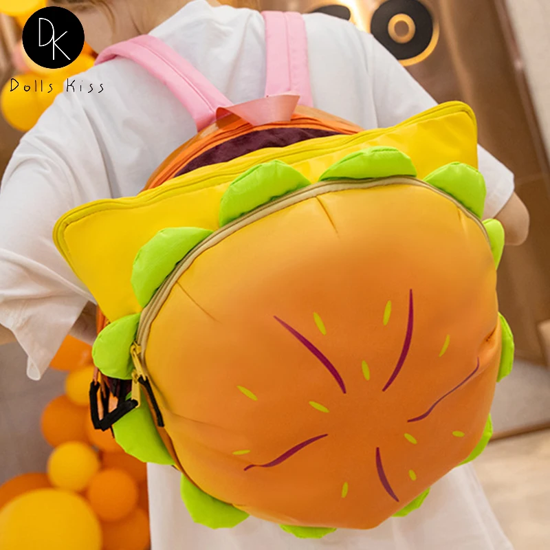 Mochila de hamburguesa Kawaii para niñas, bolsa de libros de gran capacidad, mochila escolar para estudiantes universitarios, bolsa de viaje para computadora portátil para mujeres