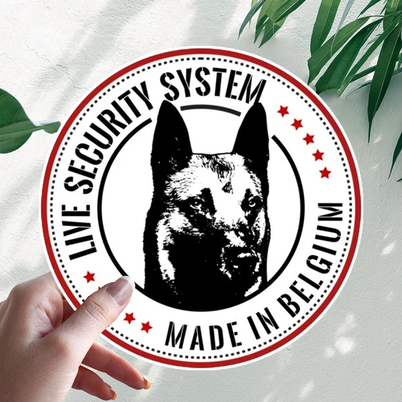 LIVE SECURITY SYSTEM MADE IN BELGIUM Belgian Malinois Car Sticker Vinyl Decal Waterproof Windshield Auto Accessories