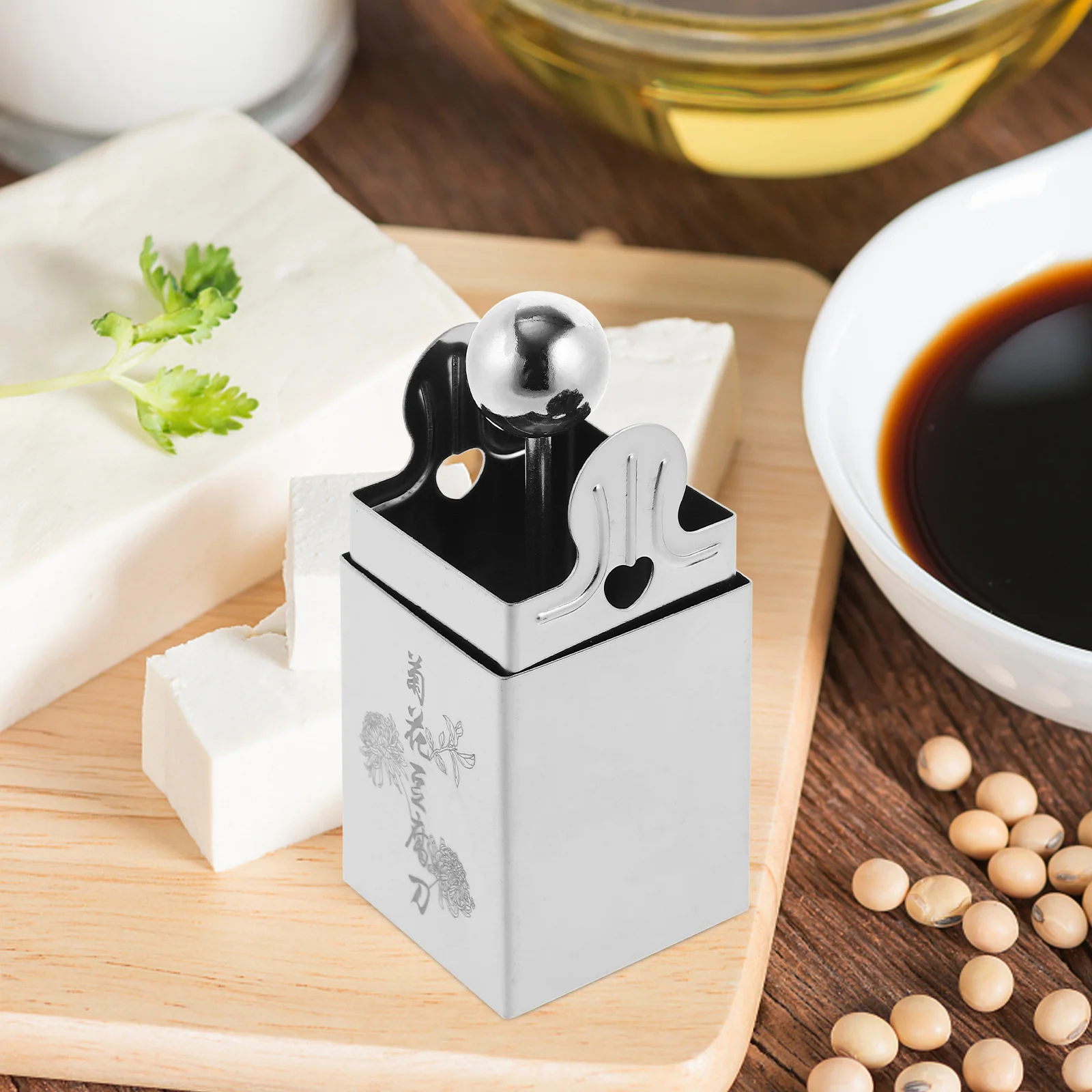 Rebanador de molde de Tofu de acero inoxidable, herramienta de prensa, trituradora, utensilios de cocina, Tofu, queso, comida, forma de flor de crisantemo