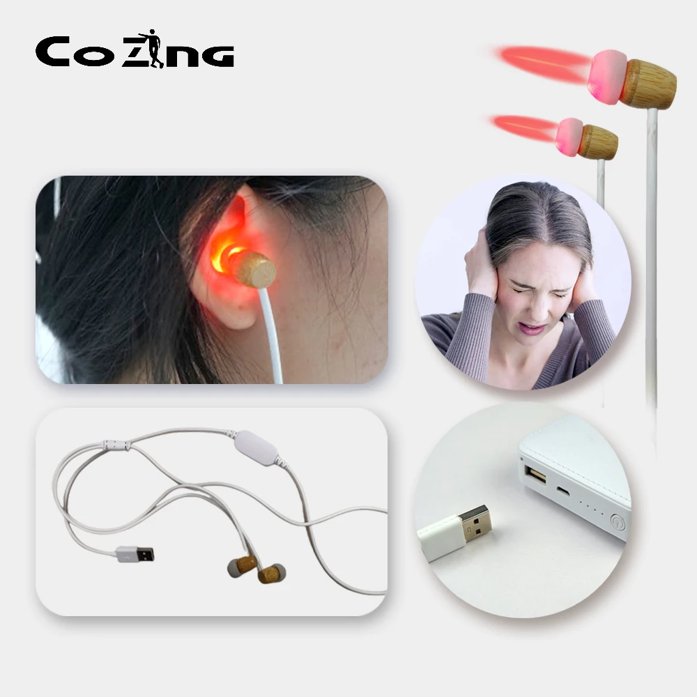 Tinnitus Treatment Ear Plug Red Light Laser Cure Deafness Swelling Hearing Loss Cleans Earwax Relief Earache Ears Antibacterial