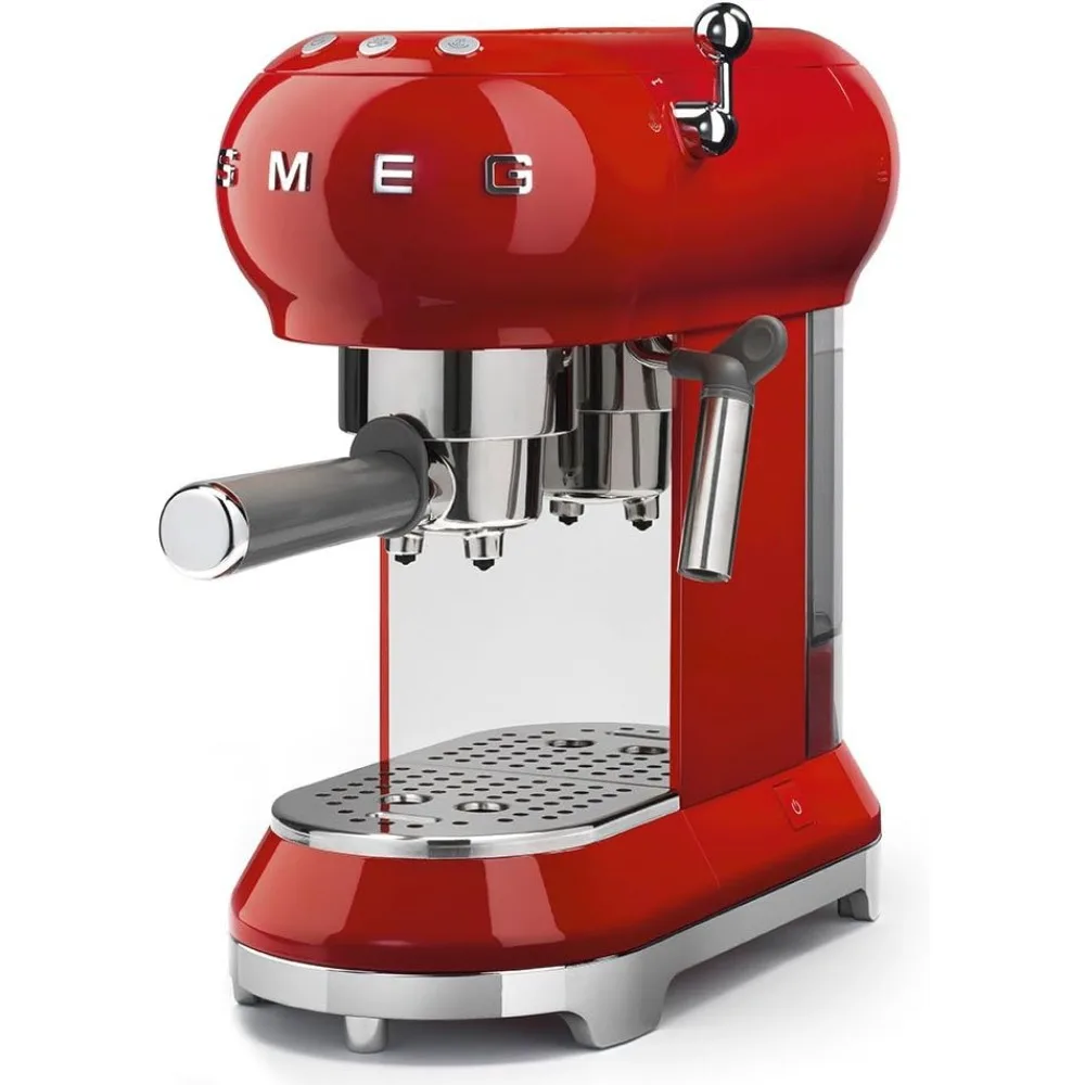 

Espresso Coffee Machine, User Friendly Control Panel with 3 Buttons,1 Liters,12"D x 6"W x 13"H,Red