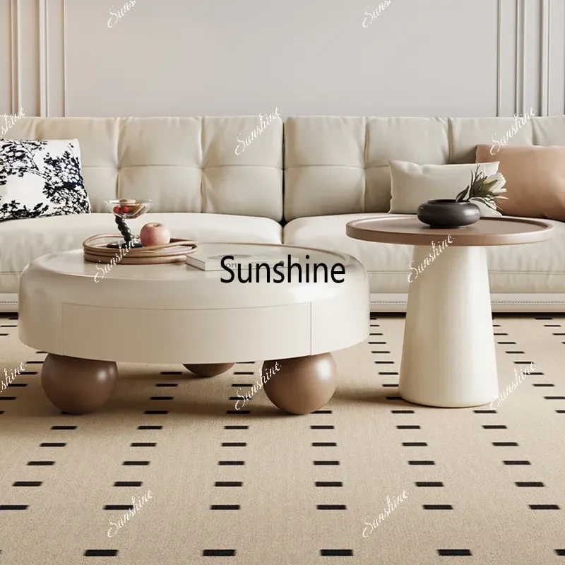

Medieval style round coffee table combination living room household small apartment tea table low tableTJ