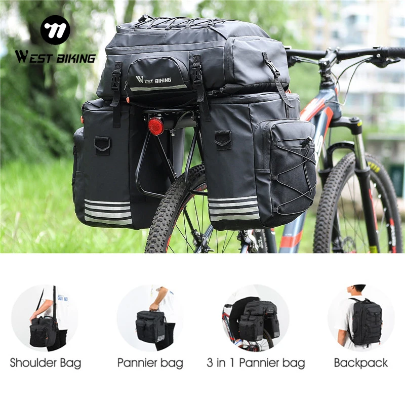 

WEST BIKING Bicycle Rear Seat Bag Waterproof Bike Pannier Bag Multifunctional Bike Storage Bag Shoulder Bag Backpack Accessory