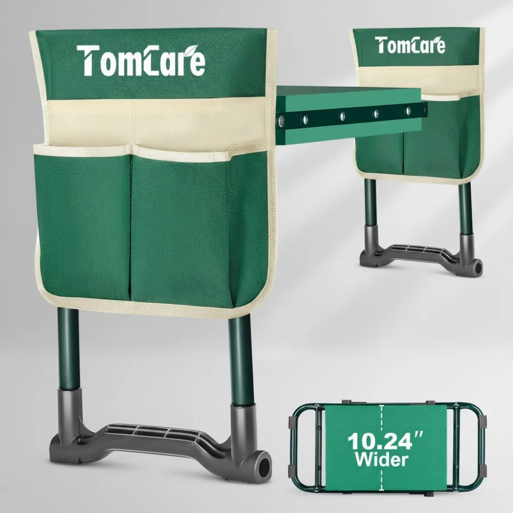 

Складное садовое сиденье с широкой подушечкой шириной 10,24 дюйма и сумками для инструментов — прочный садовый табурет для пожилых людей, женщин и мужчин