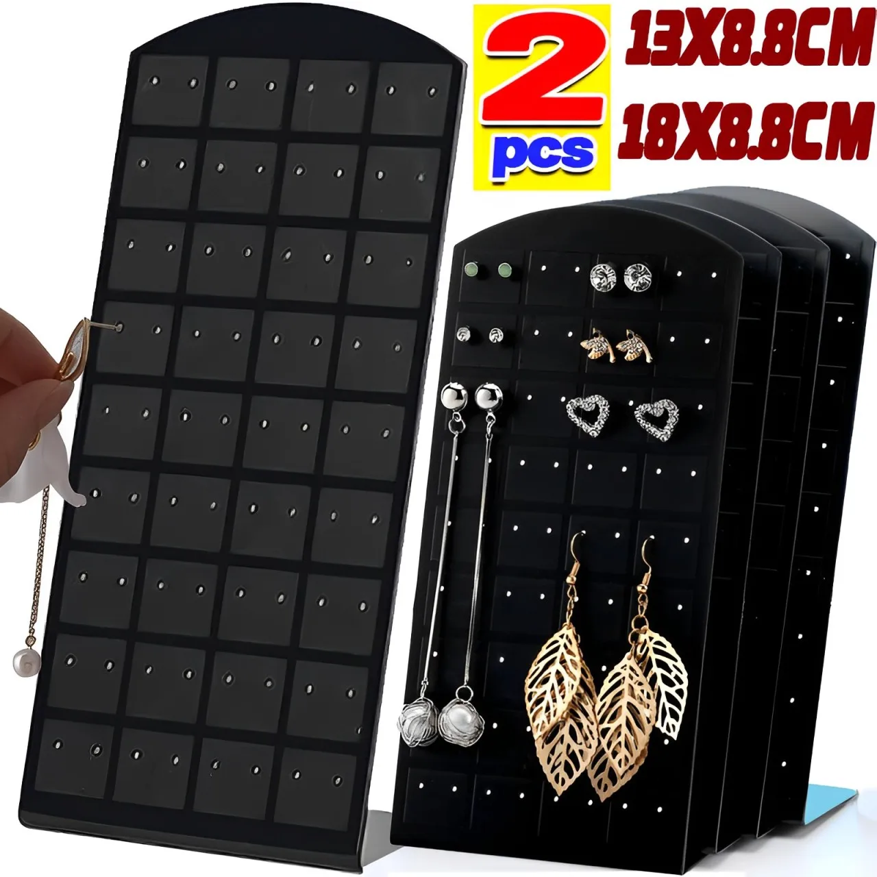 2pcs 48/72Holes Portable Earrings Ear Studs Holder Plastic Jewelry Display Holders Earring Showcase Organizer Stand Storage Rack