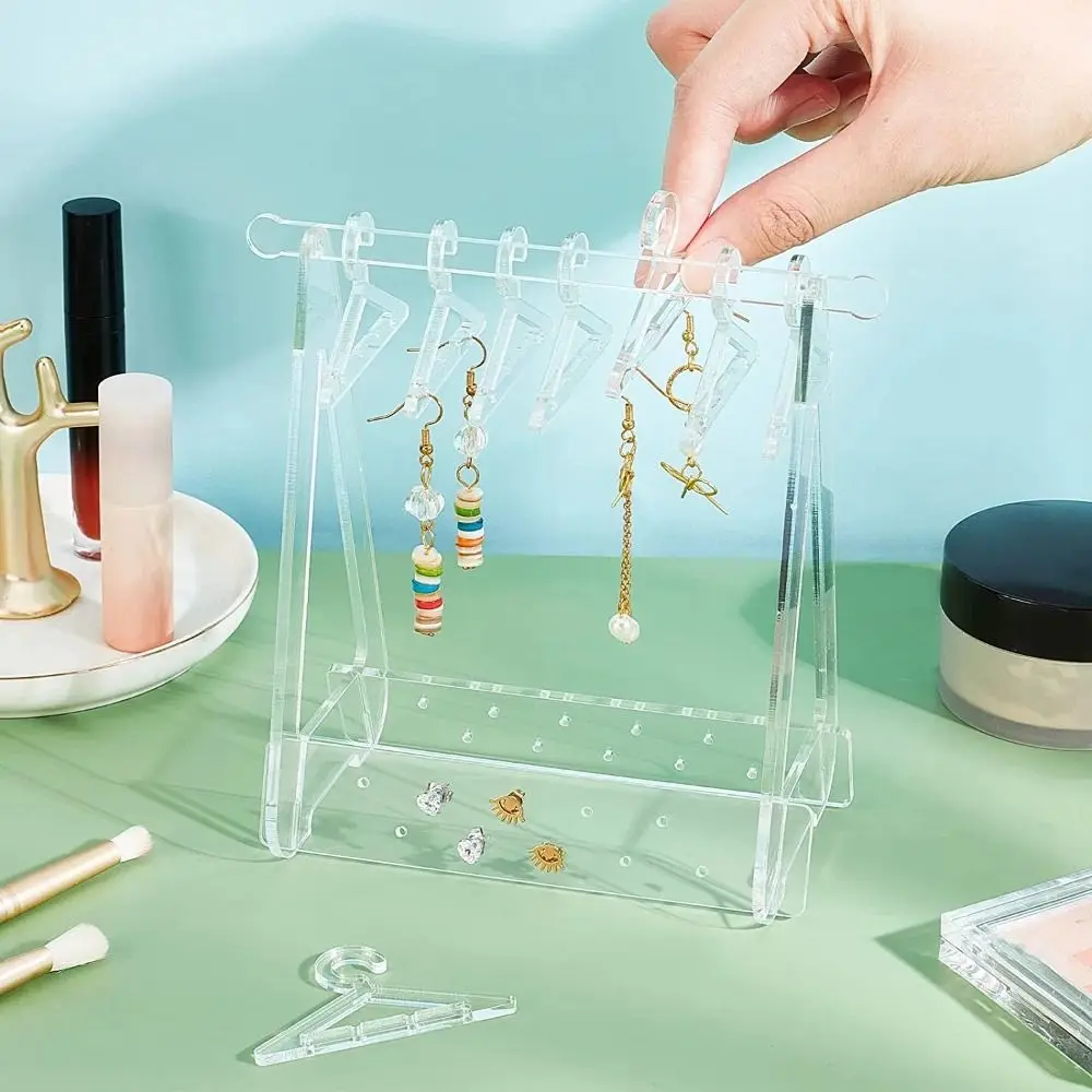 Acrylic Jewelry Display Stand Colorful Coat-hanger Shape Jewelry Show Case Desktop Decor Storage Closet Earring Rack Holder